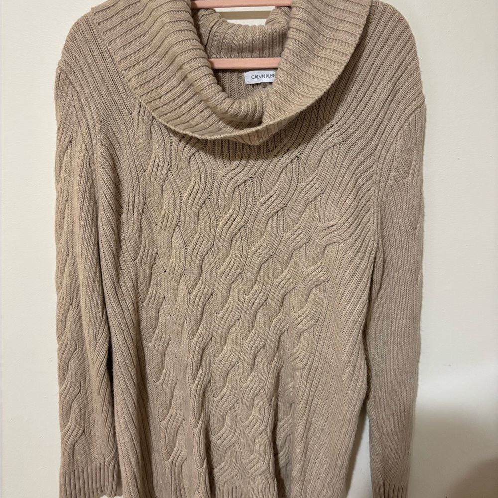 Calvin Klein Women's Beige Cowl Neck Sweater